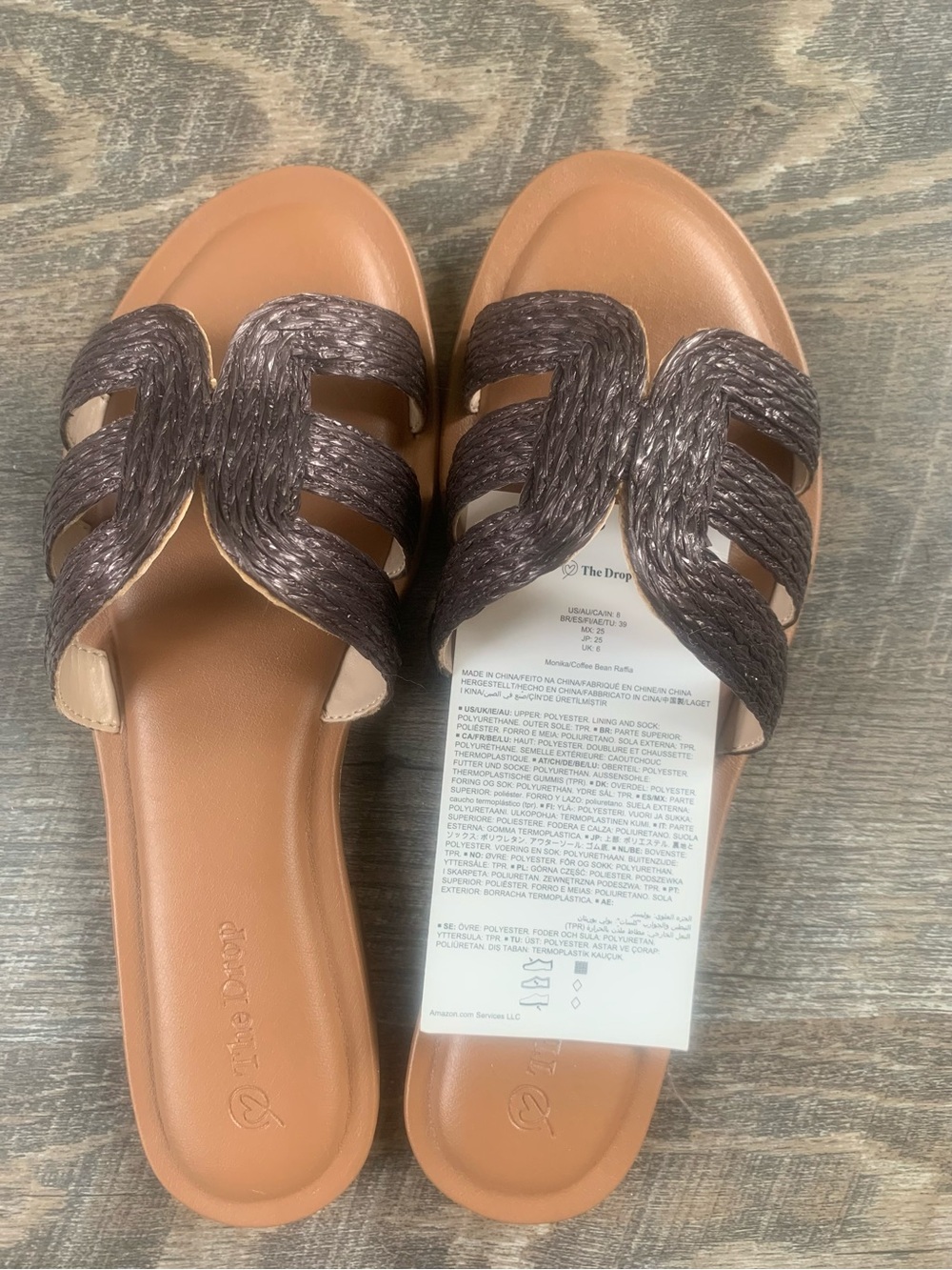 The Drop Brown Woven Raffia Slide Sandals - Picture 2 of 6